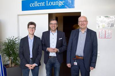 Fabian Zahlecker (Vorsitzender CDU Fellbach), Dr. Joachim Pfeiffer MdB (Wahlkreis Waiblingen), Axel von Kleist (Geschftsfhrer cellent GmbH) (v.l.n.r.).
Foto: DOGMA/Dr. Joachim Pfeiffer