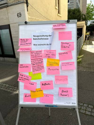 Pinnwand mit Ideen der Fellbacher