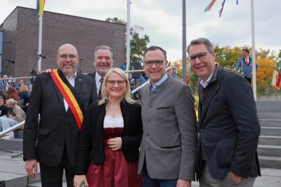 Meißens OB Olaf Raschke, Fellbachs ehem. OB Christoph Palm, Christina Stumpp MdB, Siegfried Lorek MdL und Landrat Dr. Richard Sigel