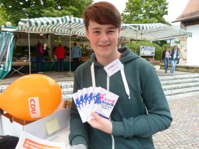 Dominic Scheim, der Kreisvorsitzende der Schler Union, mchte auch Schlerinnen und Schler fr Angela Merkel begeistern. 