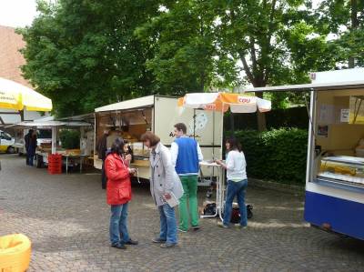 In Schmiden war die CDU gut postiert - zwischen Fisch und Kse. 